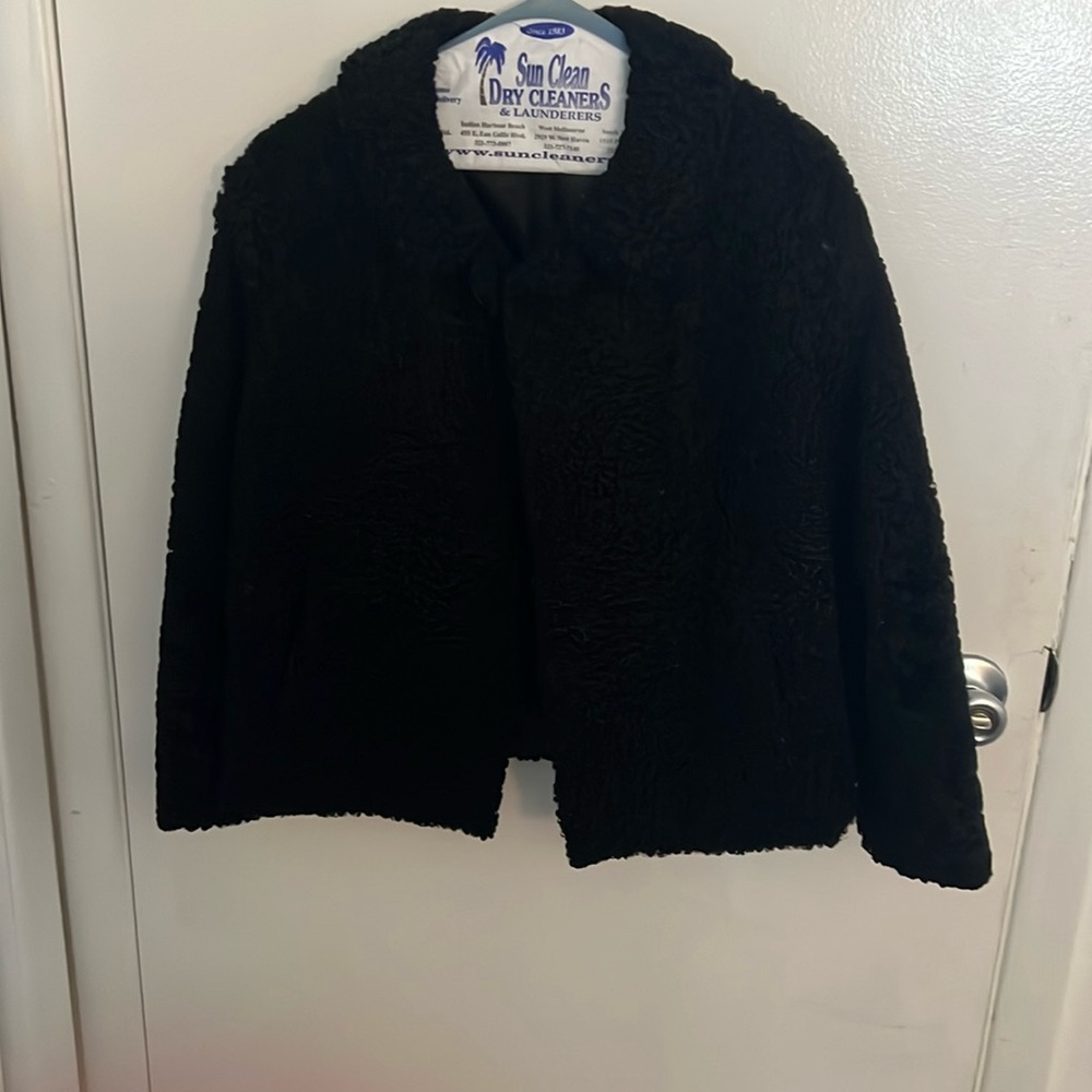 Vintage Black Lamb Fur Coat